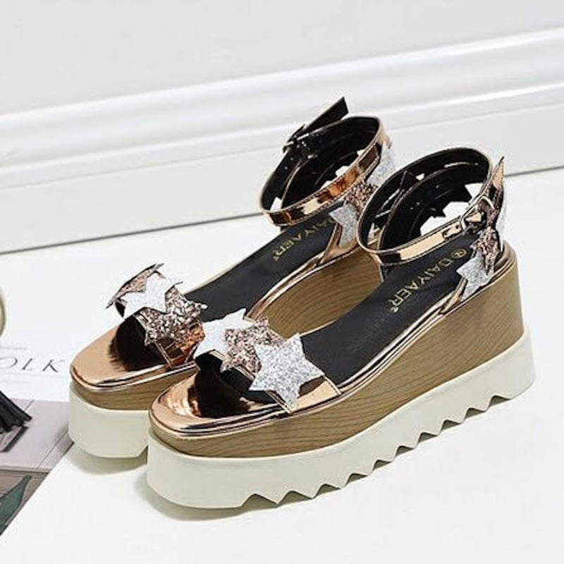 グリッター 星型装飾 ハイヒール グリッター星サンダル ラバーソールサンダル 全2色 | LILIANA