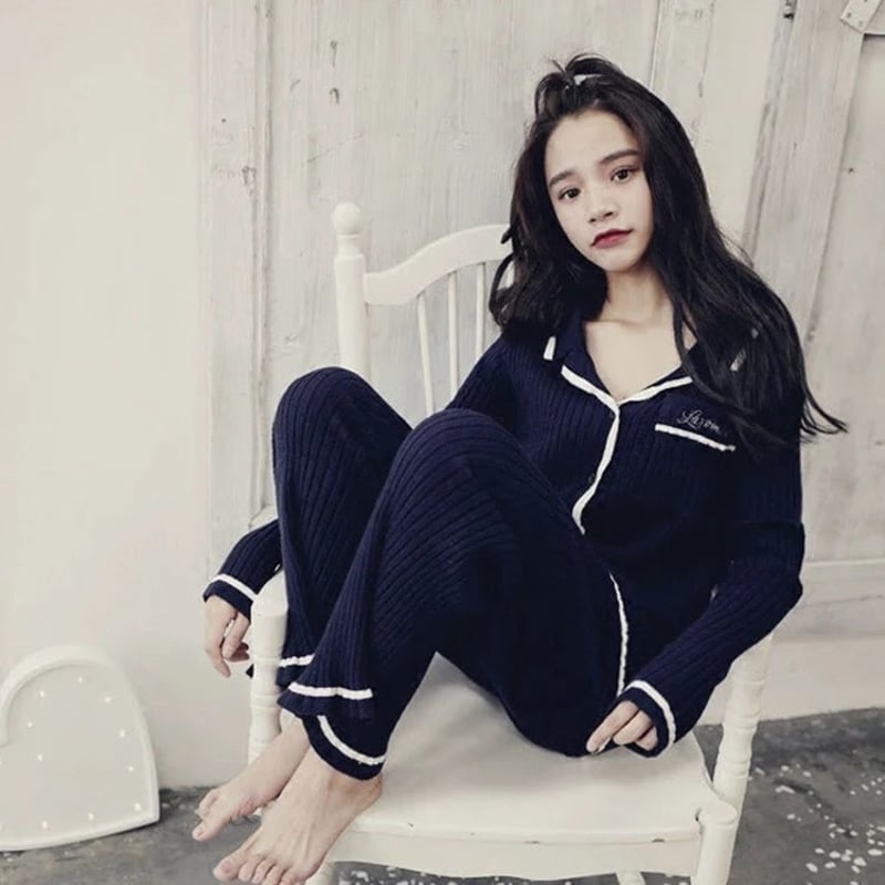 リブニットパジャマ セットアップ ルームウェア 全4色 | LILIANA