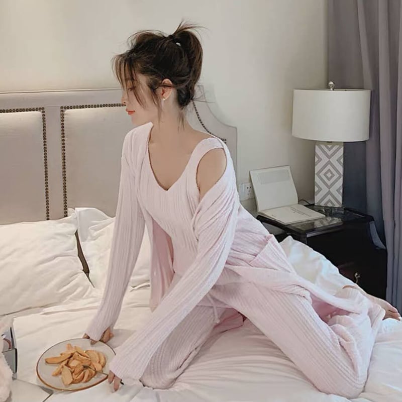 キッドブルー] 25オータムローズN ルームウェア 9分袖 くるぶし丈 上下