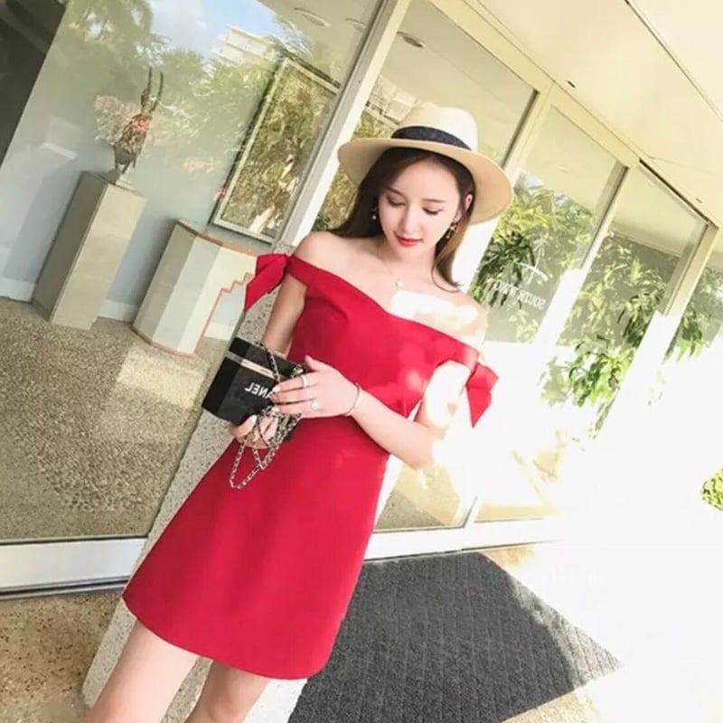 肩リボン オフショルダーワンピース 全3色 | LILIANA 