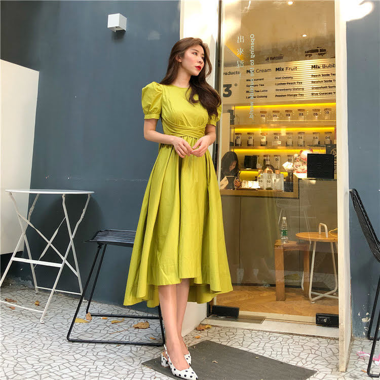 バックリボン パフスリーブフレアワンピース 全4色 | LILIANA