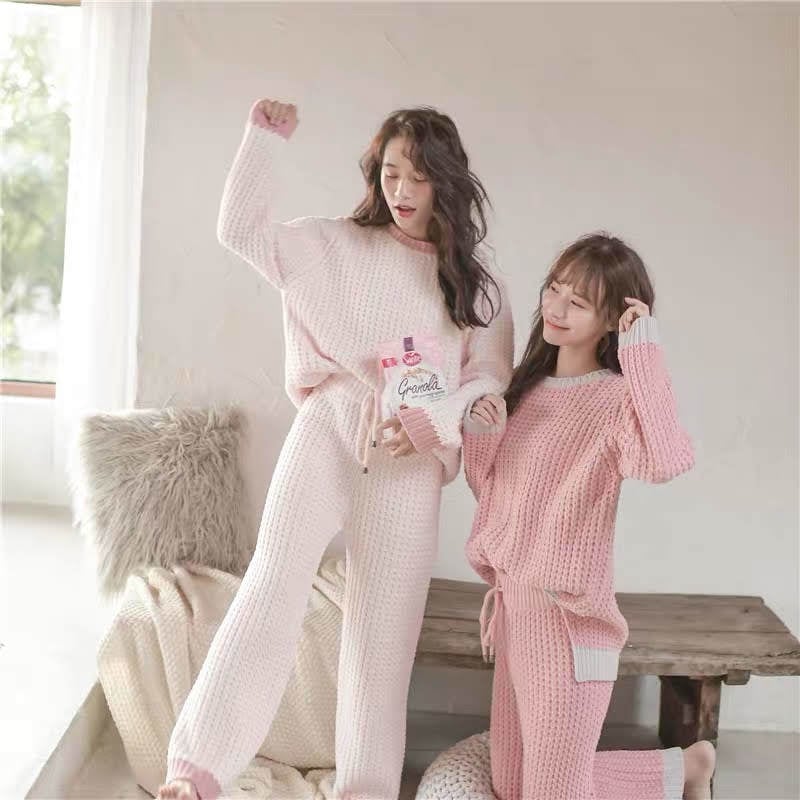 ワッフルバイカラールームウェア パジャマ 全3色 | LILIANA