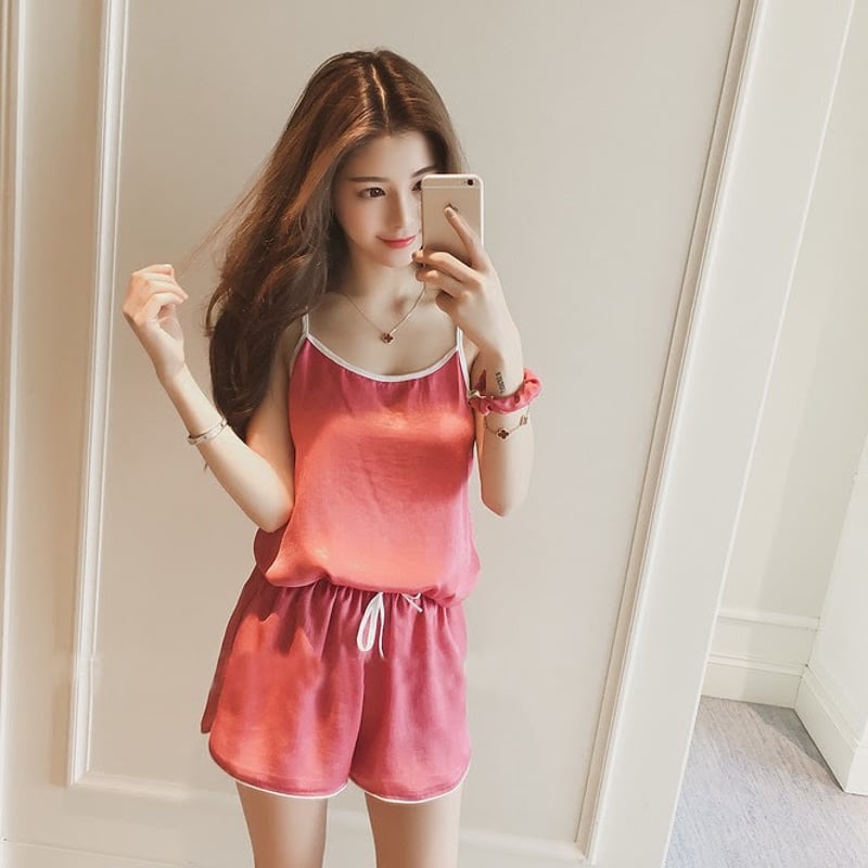 ピンク 長袖トップス ショートパンツ セット セットアップ】ノルディックピンク長袖ニットトップス＆ショートパンツ