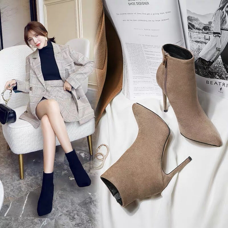 スエードショートブーツ ベルベット ヒール2サイズ 全3色 | LILIANA