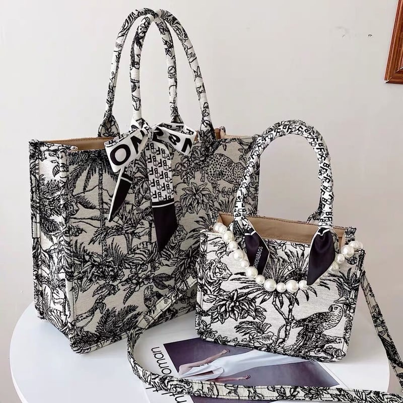 パール様　ショルダーバッグ トワルドジュイ柄 パールハンドバッグ ショルダーバッグ