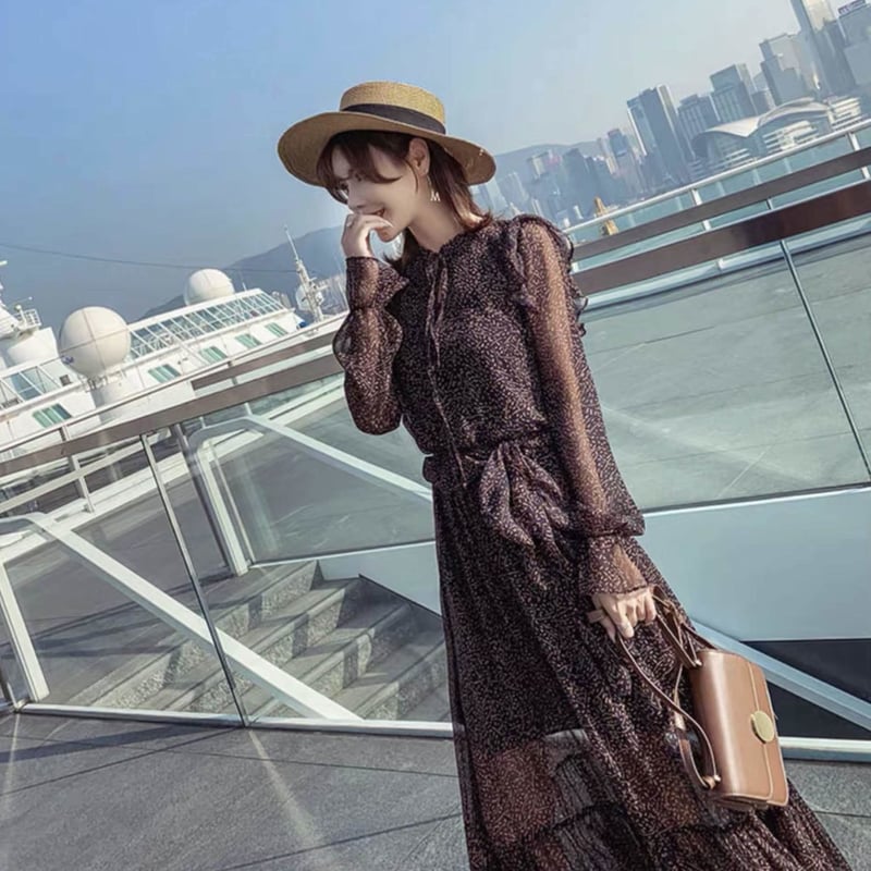 相談中タグ付き　ビアズリー　シフォン　ロング　デニム　ワンピース　フリル Amazon.co.jp: [BEARDSLEY] [ビアズリー] シフォンデニム