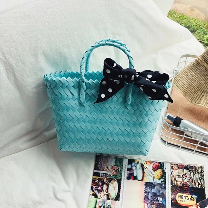 メルカドバッグ スカーフ付き 編みかごバッグ 全3色 | LILIANA