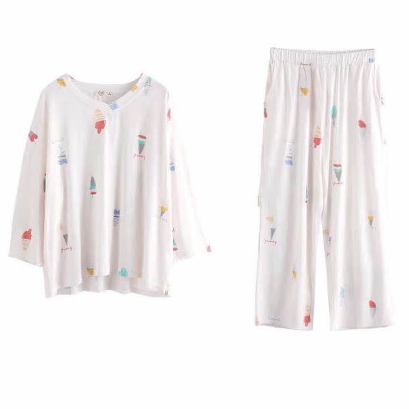 アイスクリーム柄ルームウェア パジャマ ホワイト | LILIANA