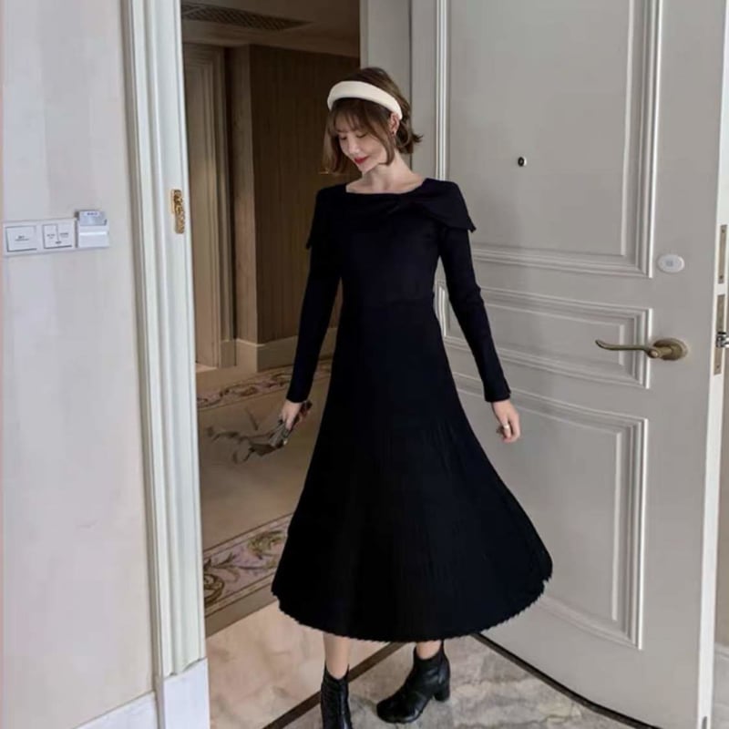 肩ビッグリボンニットワンピース 全2色 | LILIANA