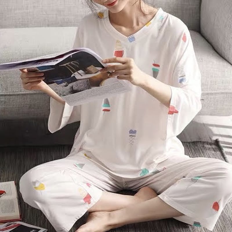 ヒスクローネ パジャマ ルームウェア ホワイト ヒスクローネ パジャマ