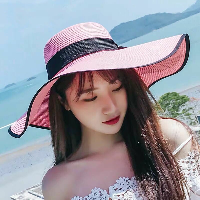 ブラックリボン付きストローハット 女優帽 麦わら帽子 全6色 | LILIANA