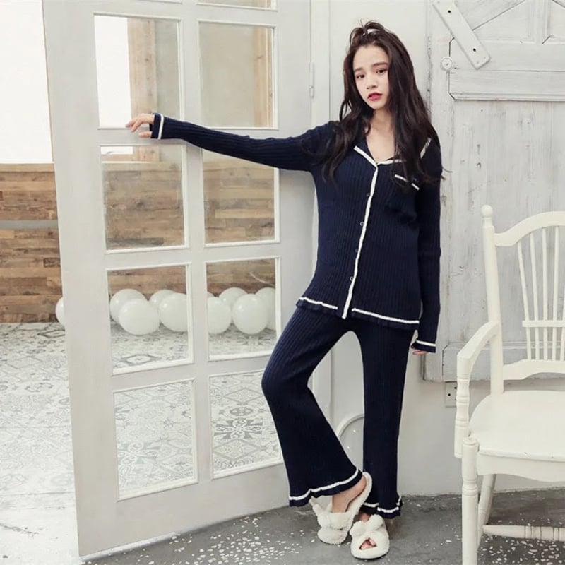 リブニットパジャマ セットアップ ルームウェア 全4色 | LILIANA