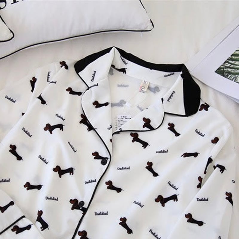 【新品】DAKS ダックス　犬刺繍入り　半袖パジャマ　ルームウェアM 長ズボン 紳士】【DAKS】ダックス サテンプリント パジャマ 2023 春夏