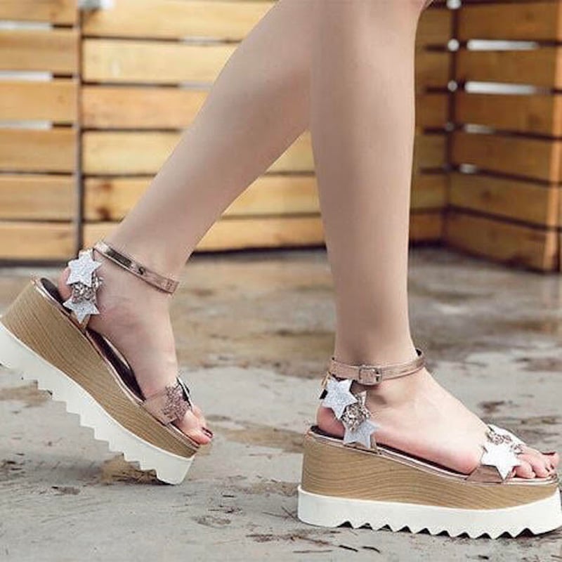 グリッター 星型装飾 ハイヒール グリッター星サンダル ラバーソールサンダル 全2色 | LILIANA