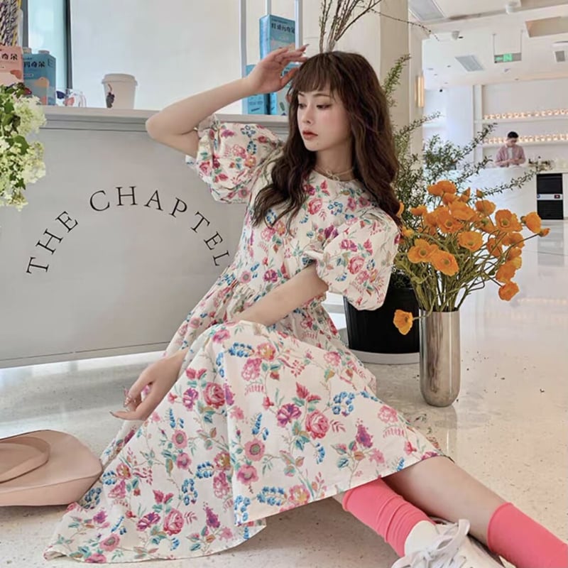 ★美品★クリスチャンディオール　パステルピンク　パフスリーブワンピース ディオール/クリスチャンディオール/ワンピース/ライトピンク/サイズ