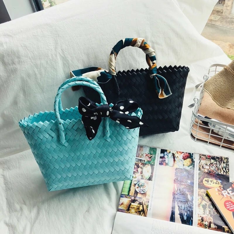 メルカドバッグ スカーフ付き 編みかごバッグ 全3色 | LILIANA