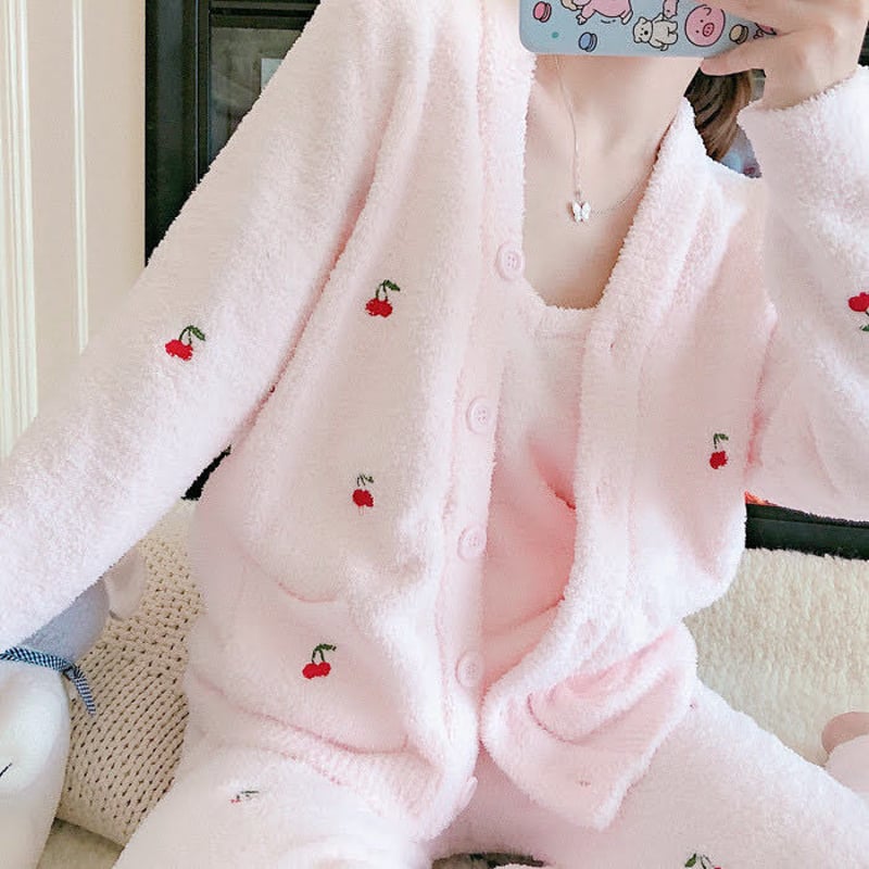 もこもこさくらんぼルームウェア 3点セット チェリー 全2色