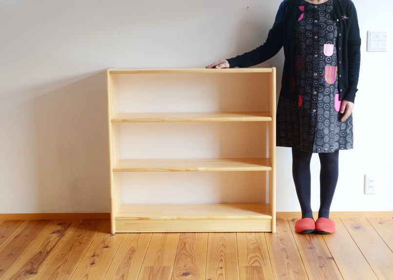 白木棚（大）可動式 ブロック社 空間構成家具】白木棚 （大）H90cm 中棚