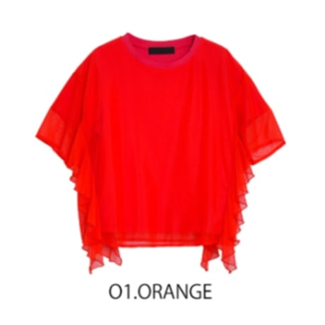 3/28 Instalive　フリルシアードッキングTee.  MICALLE MICALLE 2026ss④　MMC118BEB