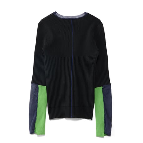 4/25 Instalive　AULA AILA　2026FW　COLOR BLOCK SHEER SLEEVE KNIT　1263-09014