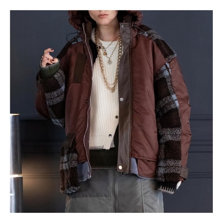 4/25 Instalive　AULA AILA　2026FW　CHECKED BOA COMBINATION BLOUSON　1263-01039