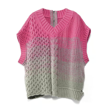 4/25 Instalive　AULA AILA　2026FW　2WAY GRADATION ARAN KNIT VEST　1263-09030