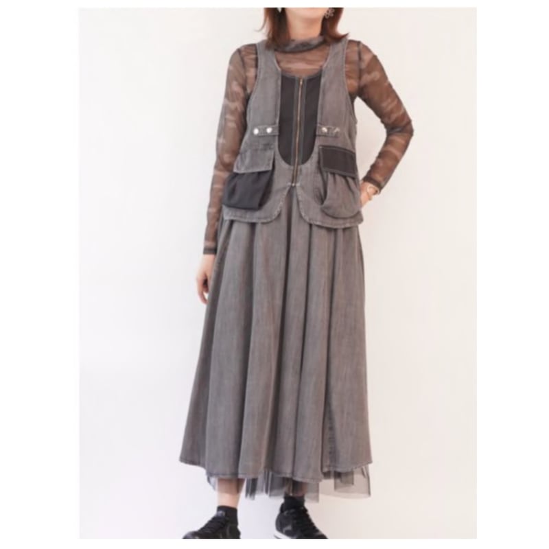 12/16 Instalive 33℃2026SS テンセルデニムノーカラーデザインvest