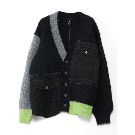4/25 Instalive　AULA AILA　2026FW　DENIM COMBINATION CARDIGAN　1263-09036