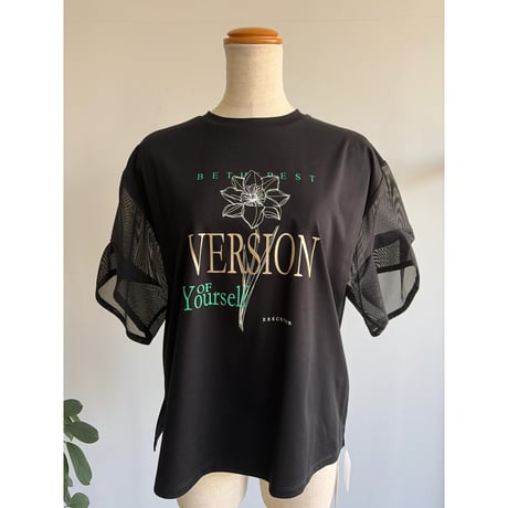 5/4、4/28、4/7、3/24　Instalive　2026ss　袖メッシュプリントTシャツ