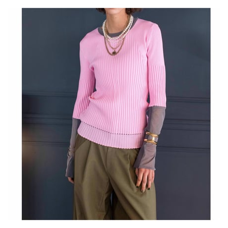 4/25 Instalive　AULA AILA　2026FW　COLOR BLOCK SHEER SLEEVE KNIT　1263-09014