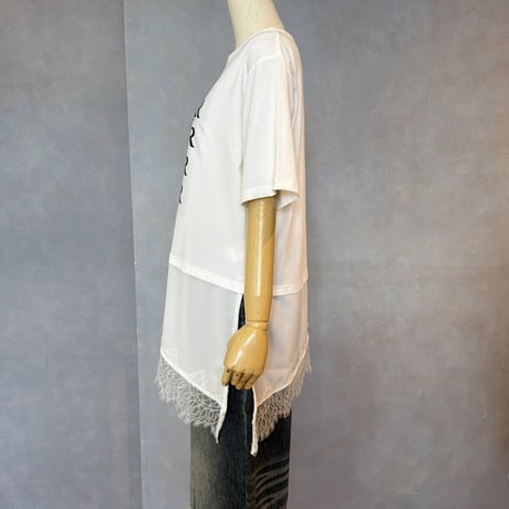 4/10、2/3Instalive　Eimee Law2026ss　アニマルフォト＆刺繡ptイレギュラーヘムレースTOPS