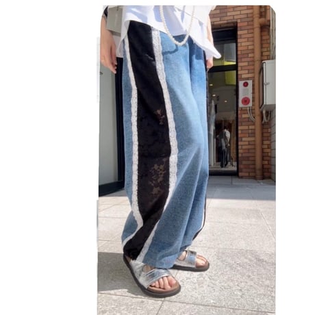 6/14、5/15、4/29、3/24　2/24 Instalive  サイドレースデニムパンツ　6-13070