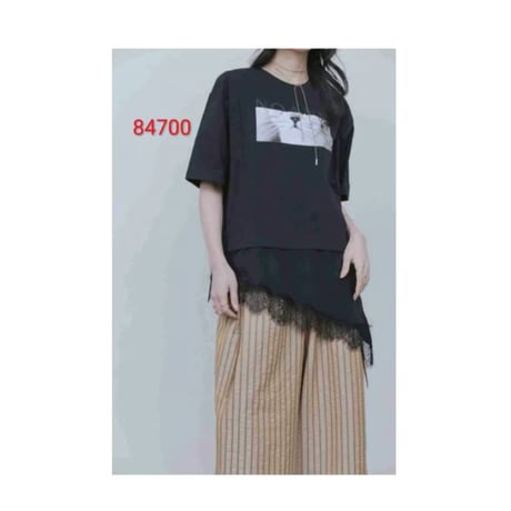 4/10、2/3Instalive　Eimee Law2026ss　アニマルフォト＆刺繡ptイレギュラーヘムレースTOPS