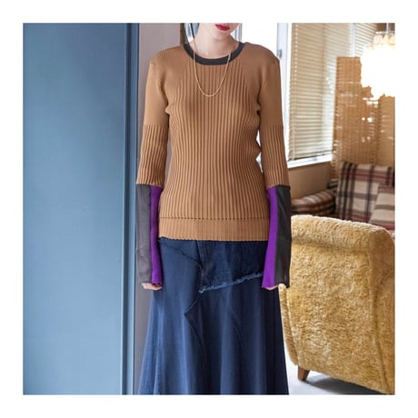 4/25 Instalive　AULA AILA　2026FW　COLOR BLOCK SHEER SLEEVE KNIT　1263-09014