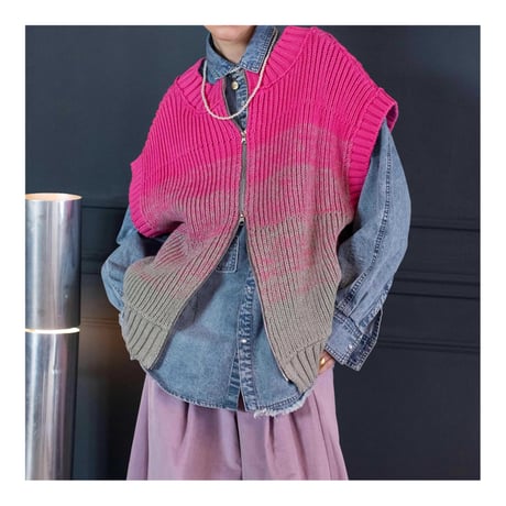 4/25 Instalive　AULA AILA　2026FW　2WAY GRADATION ARAN KNIT VEST　1263-09030