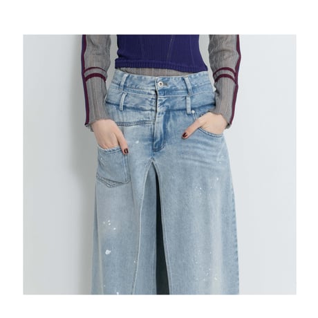 8/26、 4/26 Instalive AULA AILA LAYERED DENIM PANTS 1253-06013