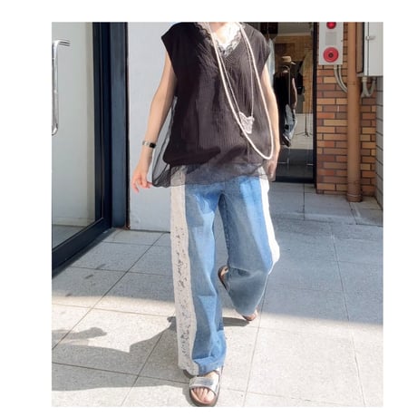 6/14、5/15、4/29、3/24　2/24 Instalive  サイドレースデニムパンツ　6-13070
