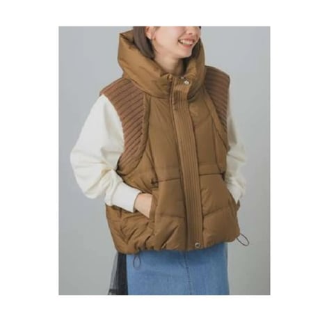 美品 G/FORE ジーフォア バイカラー 異素材切替 ダウンベスト 白黒 36 美品 G/FORE ジーフォア バイカラー 異素材切替 ダウンベスト
