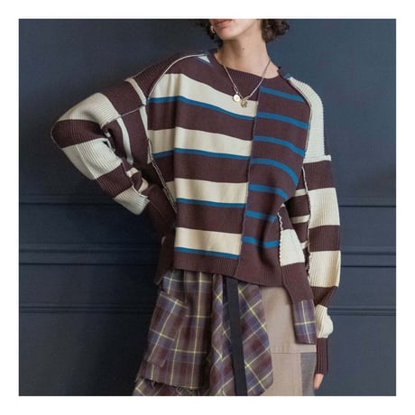 4/25 Instalive　AULA AILA　2026FW　COMBINATION GAUGE BORDER KNIT　1263-09040