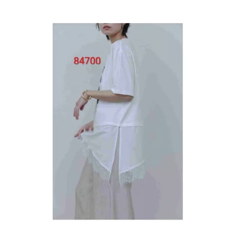 4/10、2/3Instalive　Eimee Law2026ss　アニマルフォト＆刺繡ptイレギュラーヘムレースTOPS