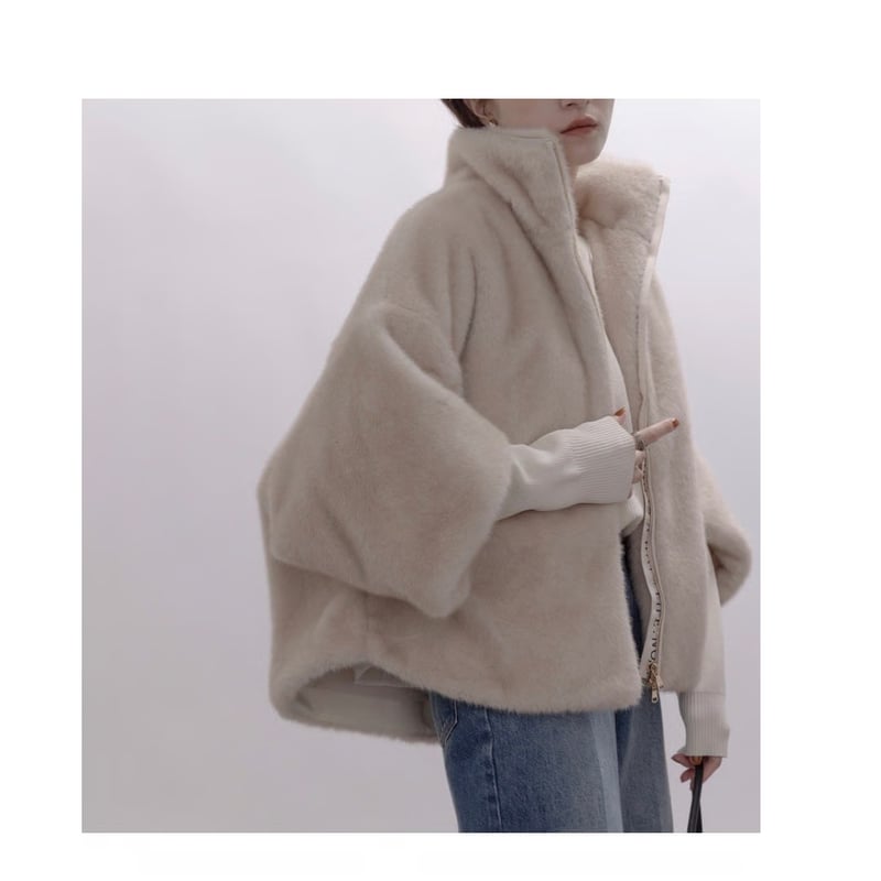 ミンクファー スタンドネックショートコート | Z i Z e growth