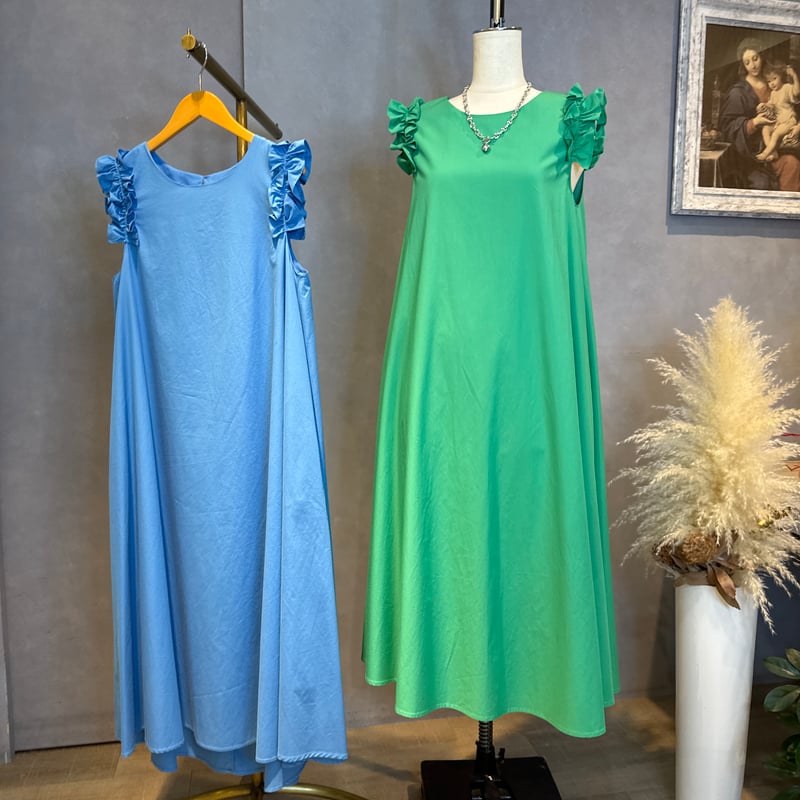 6/28 instalive フリルノースリーブワンピース | Z i Z e growth