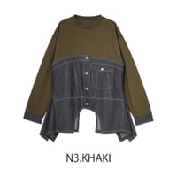 Instalive MICALLE MICALLE 2026AW　イレギュラーハムデニムドッキングトップス　MMF133TEC