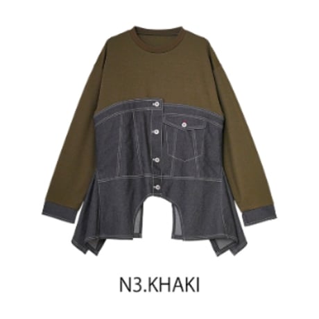Instalive MICALLE MICALLE 2026AW　イレギュラーハムデニムドッキングトップス　MMF133TEC