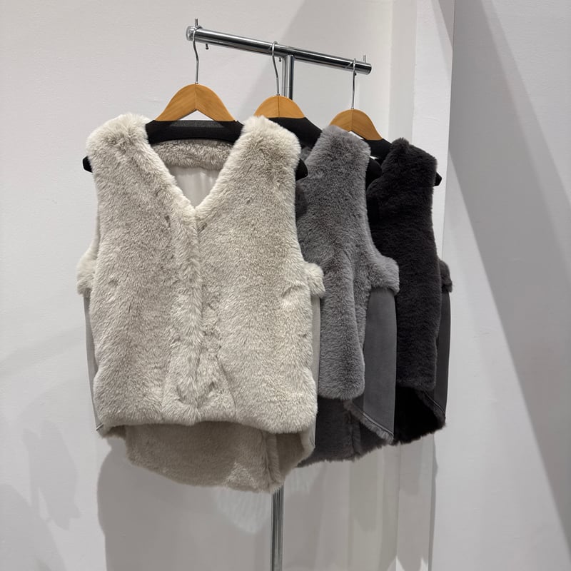 新品！異素材ダウンファーベスト 異素材MIXダウンファーベスト