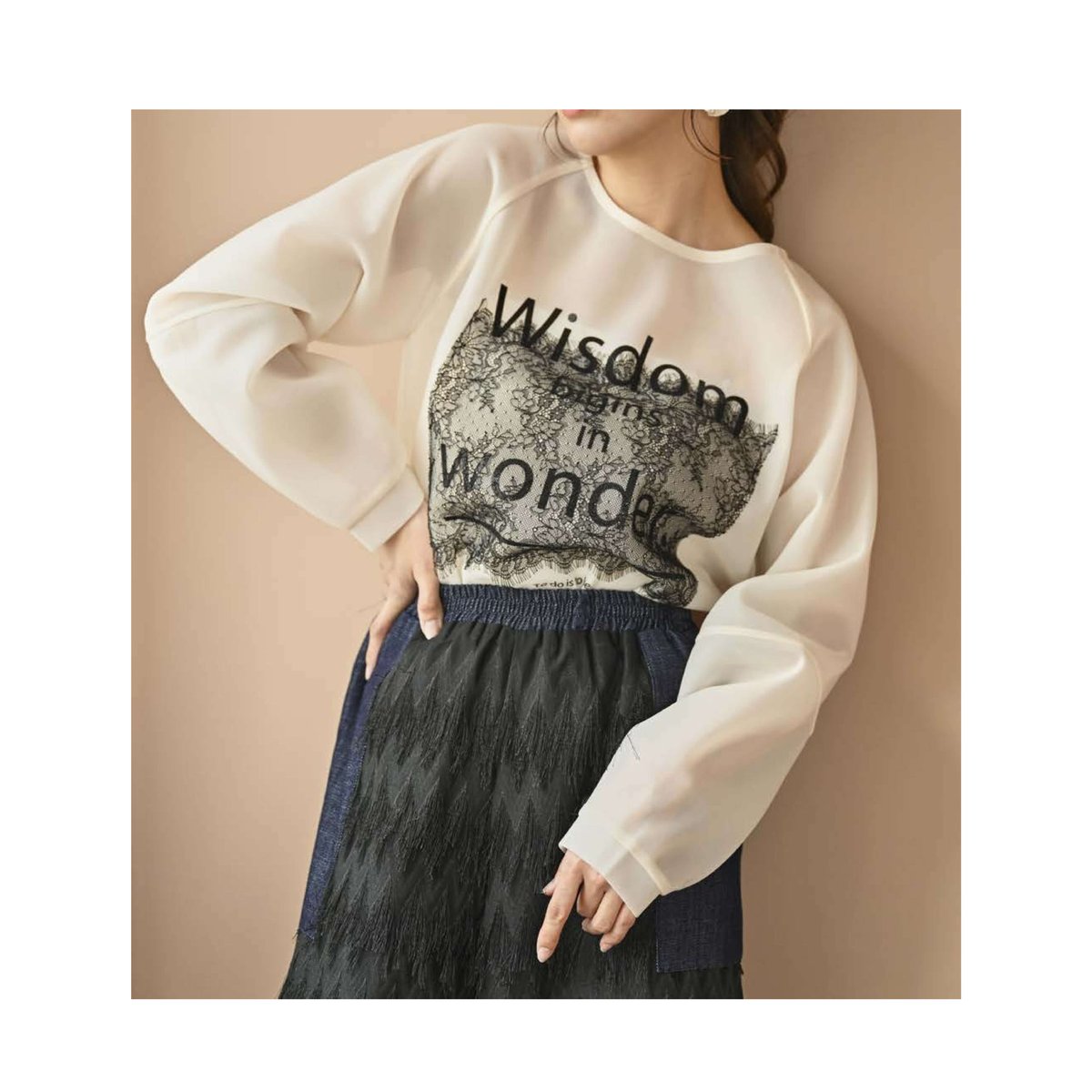 ◆美品◆ドーサDOSAインディゴ染めトップス　ポンポン付き 先染めインディゴワッフルチェック～オーガニックコットン100