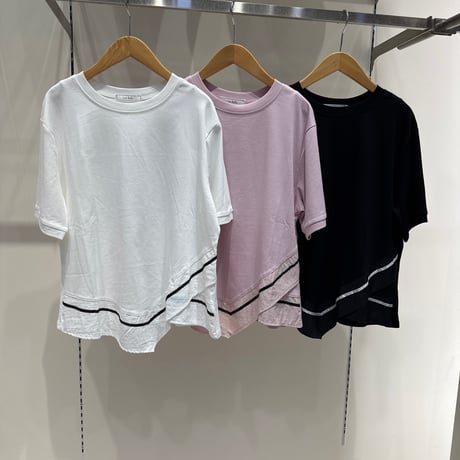 6/4 Instalive 2026ss　アシンメトリー裾ラインTシャツ　9080605076