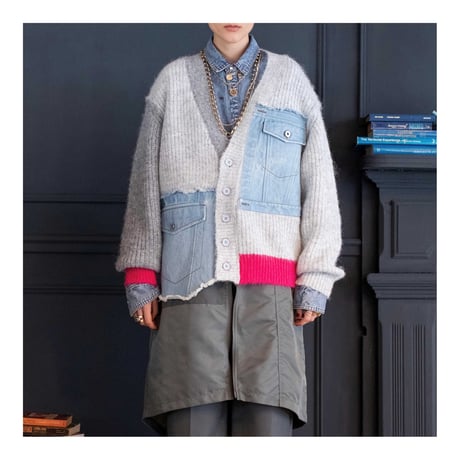 4/25 Instalive　AULA AILA　2026FW　DENIM COMBINATION CARDIGAN　1263-09036