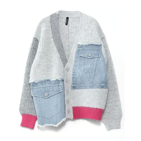 4/25 Instalive　AULA AILA　2026FW　DENIM COMBINATION CARDIGAN　1263-09036