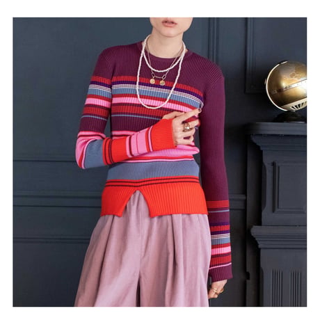 4/25 Instalive　AULA AILA　2026FW　ASYMMETRY BORDER RIB KNIT　1263-09032